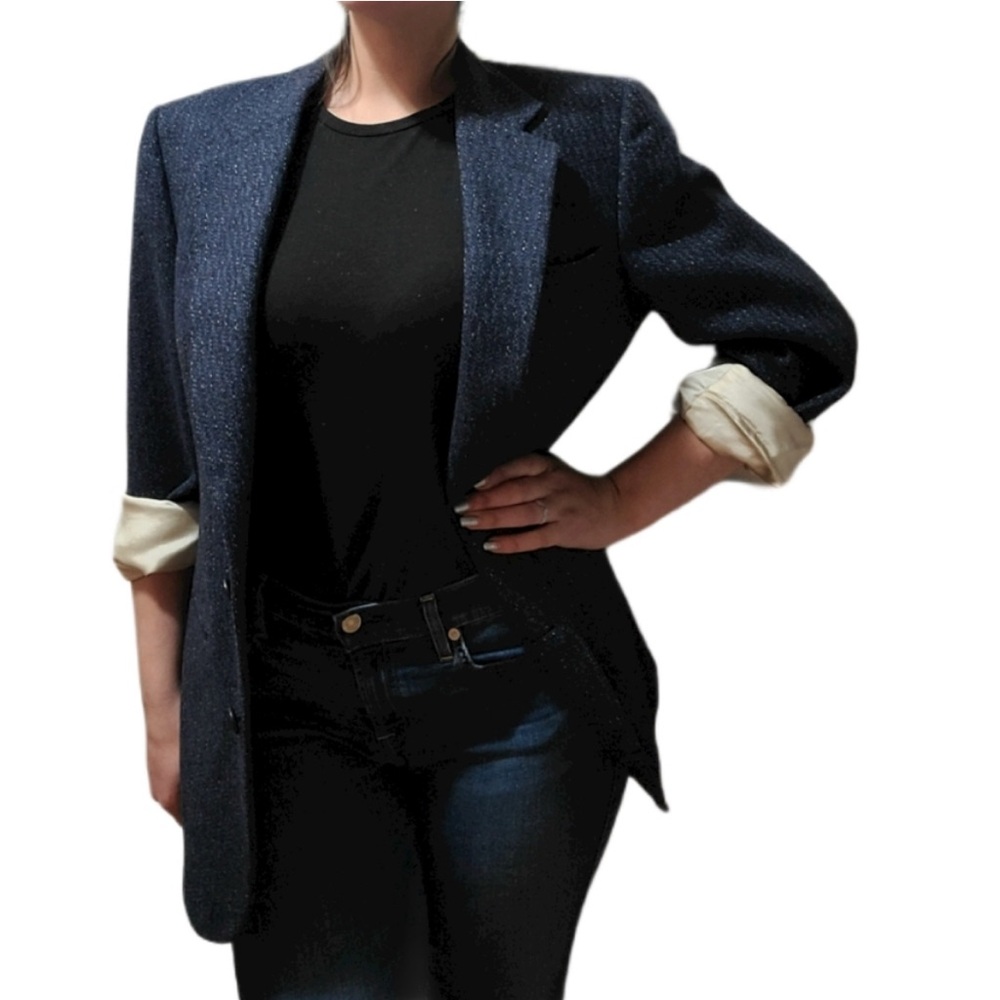 Vintage Christian Dior Navy Blue Blazer Coat Jacket Men’s Women’s Suit 40 M L